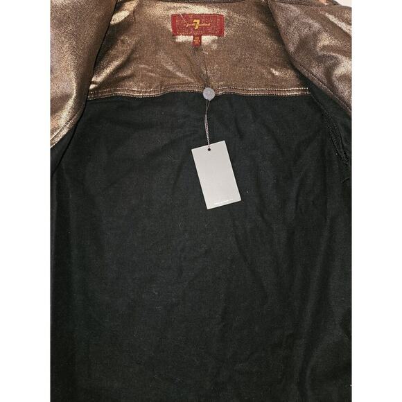NWT! 7 Seven For All Mankind Copper Gold Metallic Biker Jacket Size XS - Picture 10 of 16